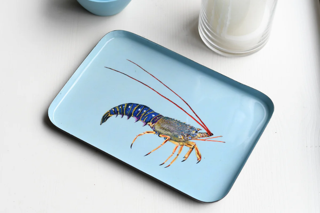 Plateau émaillé peint - Varek (Langouste 25x17)