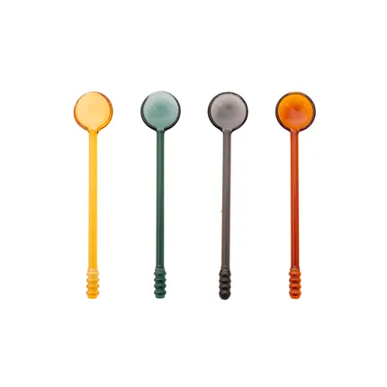 Cuillères colorées en verre - Set de 4 - Point Virgule