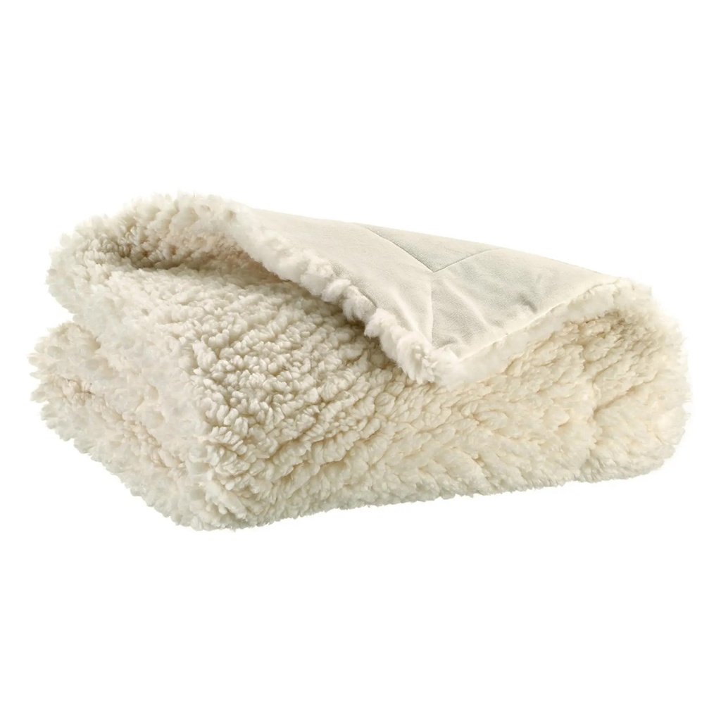 [1258 010 000] Plaid Noam Neige (140x180cm) - Vivaraise