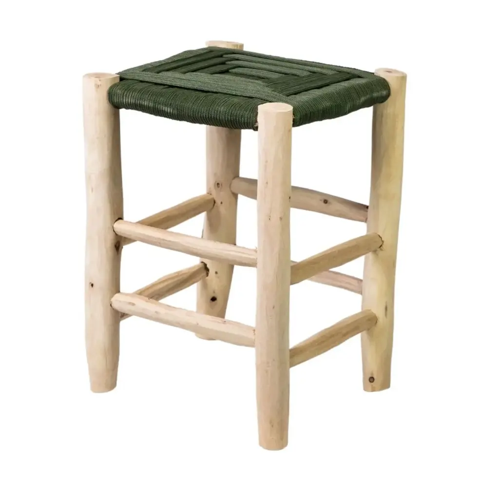 Tabouret en bois et corde - Hyd'ile (Camel)