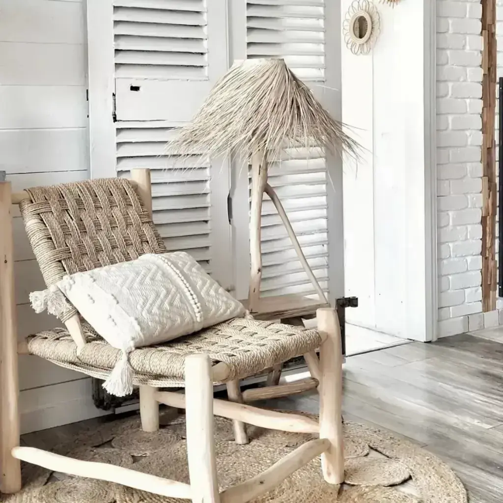 Fauteuil tressé en corde et bois - Hyd'ile